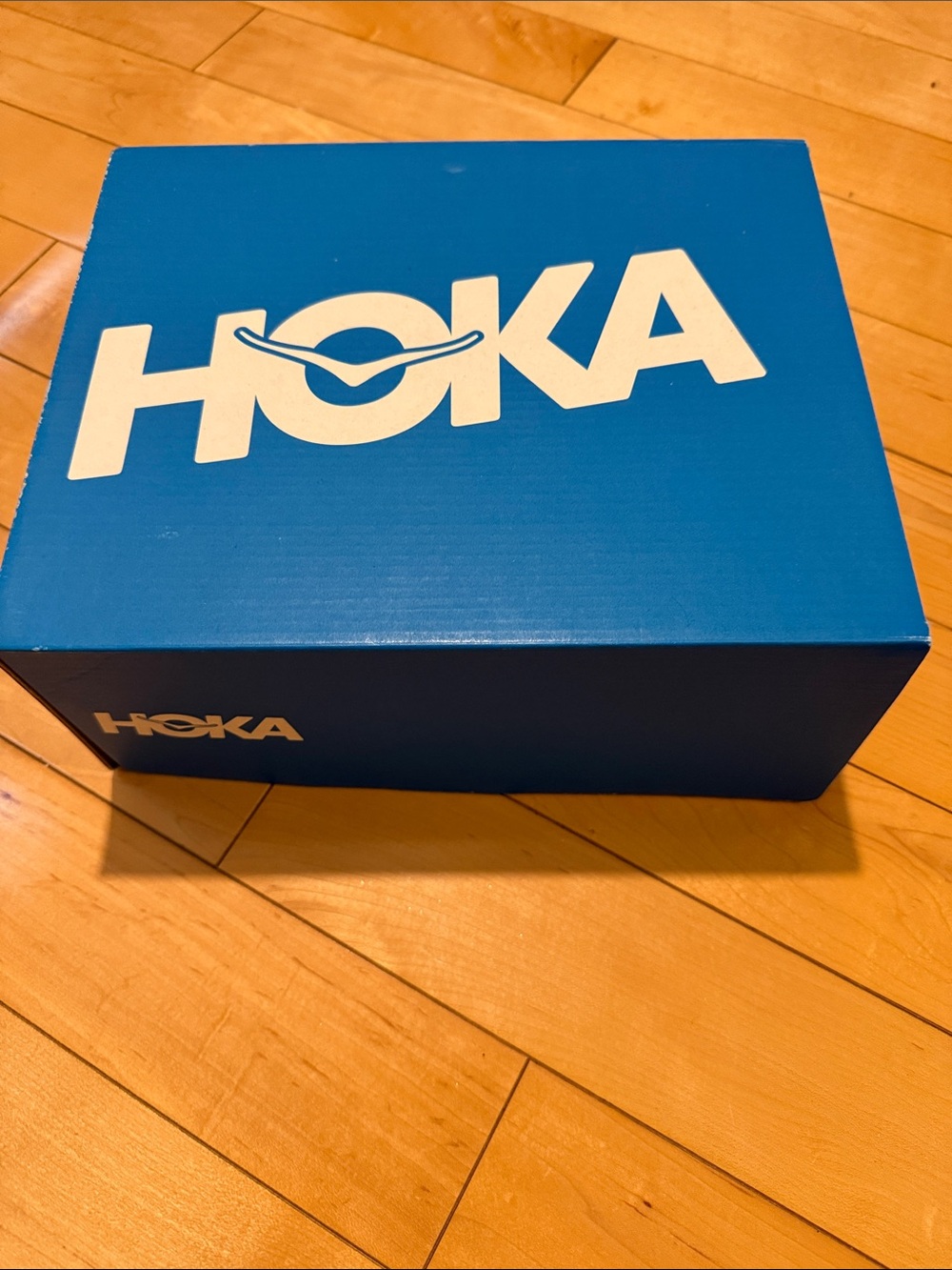 Hoka Blue and White Branded Shoe Box